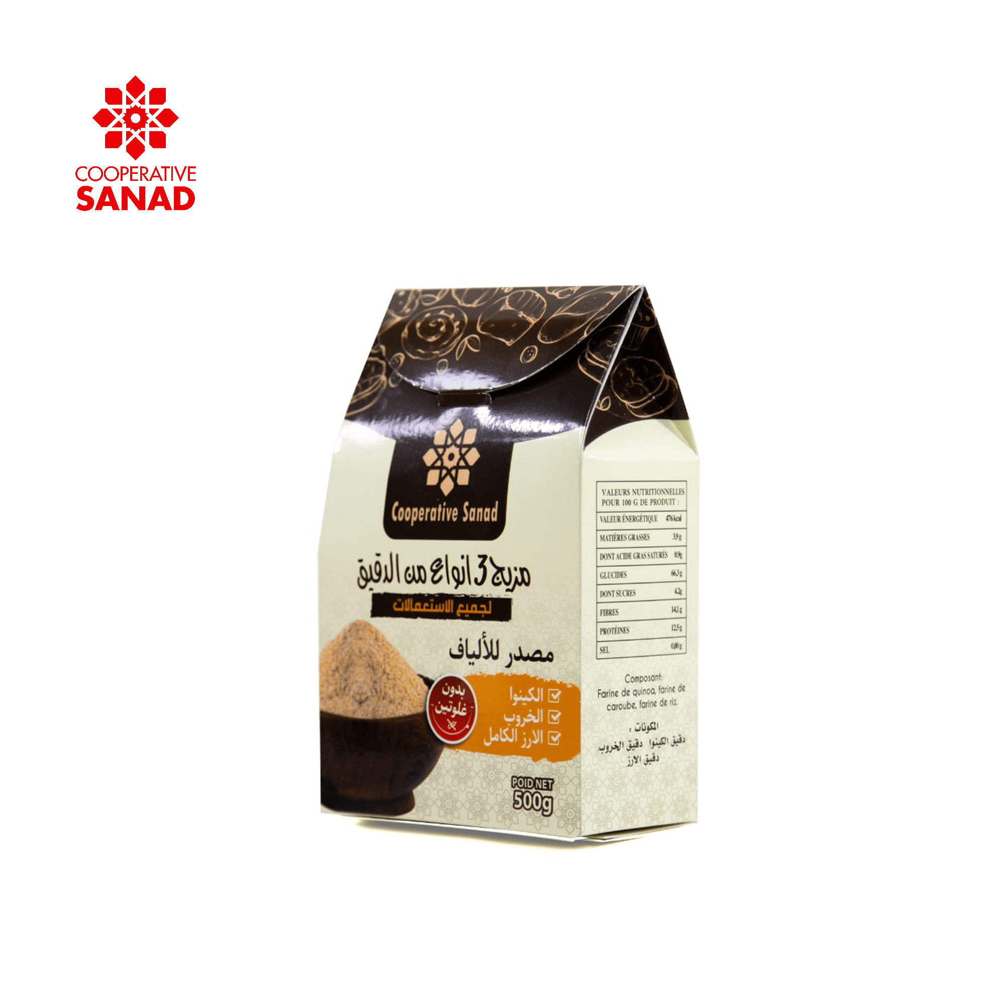 Mélange de Farines - 500g - Sang gluten - à base Caroubier